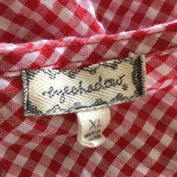 Eyeshadow Red/White Gingham Tank, V Neck, Size XL - Picture 4 of 6